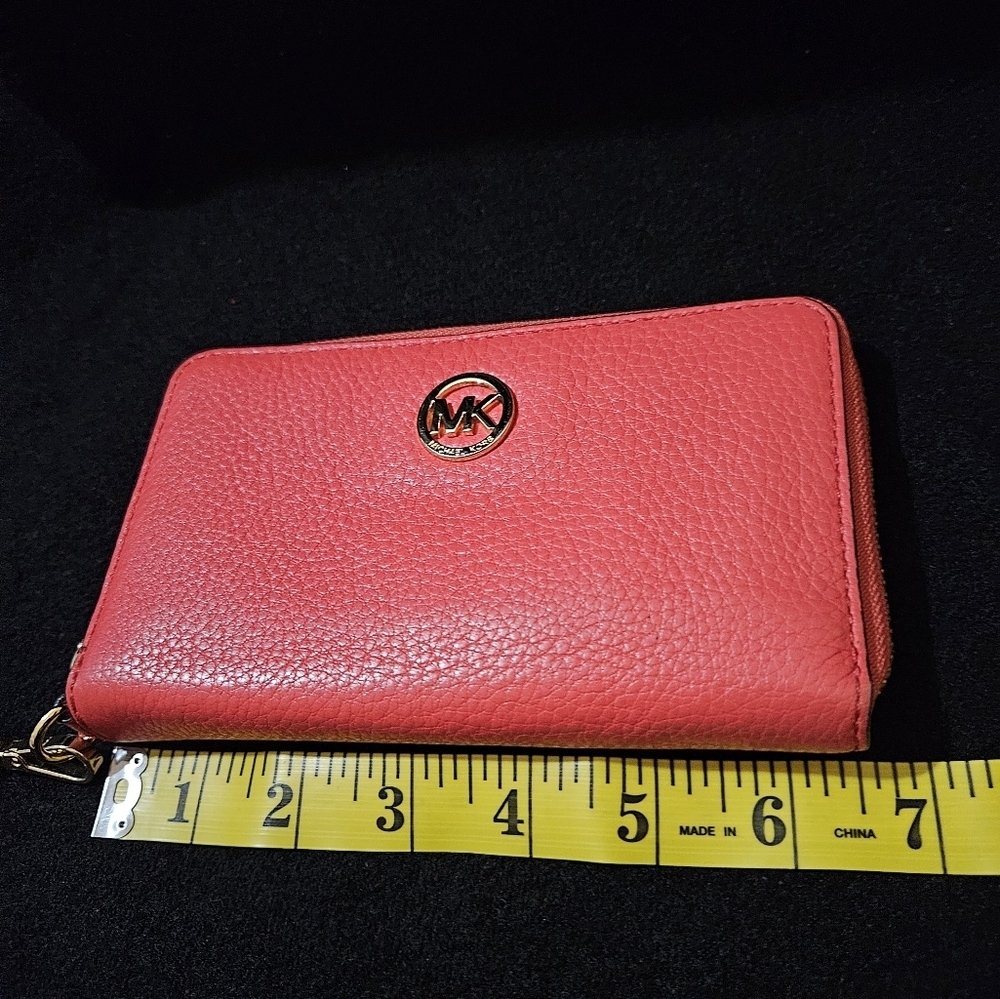 Michael Kors Coral Color Wristlet-Soft Pebble Leather - Picture 14 of 16